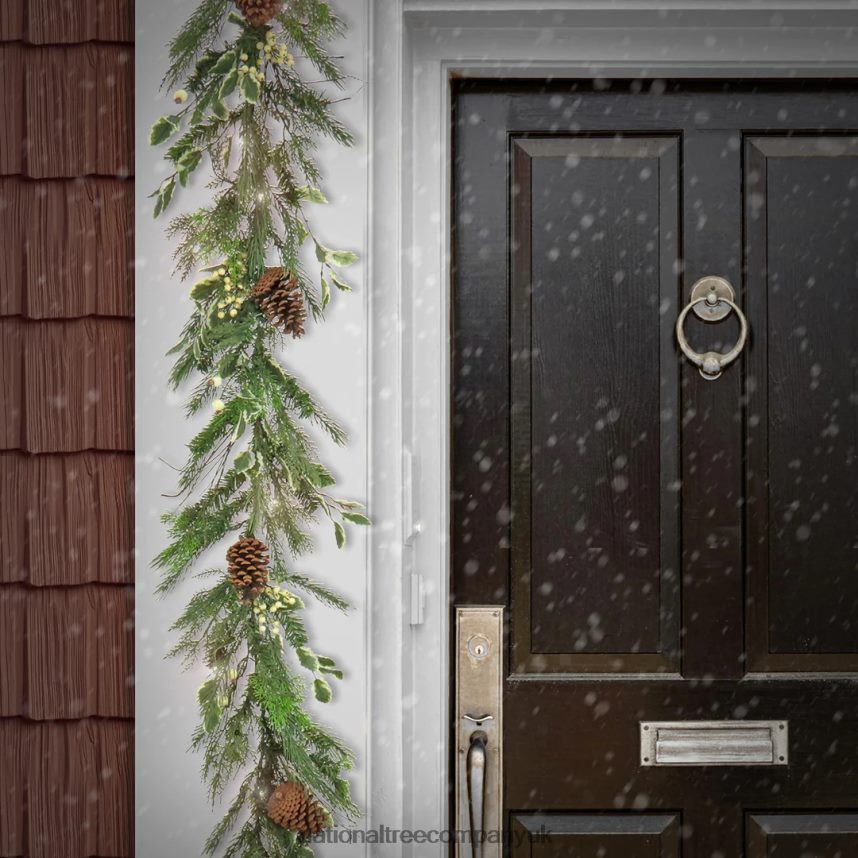 Greenery | National Tree Company 9 ft HGTV Home Collection Pre-Lit Holly and Berry Garland F2L4F351